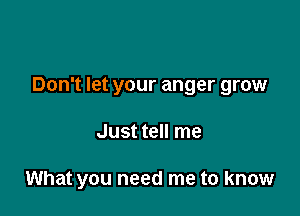 Don't let your anger grow

Just tell me

What you need me to know