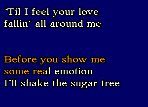 Ti1 I feel your love
fallin' all around me

Before you show me
some real emotion
I'll shake the sugar tree