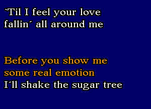 Ti1 I feel your love
fallin' all around me

Before you show me
some real emotion
I'll shake the sugar tree