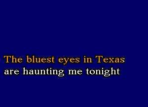 The bluest eyes in Texas
are haunting me tonight