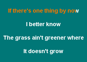 If there's one thing by now

I better know

The grass ain't greener where

It doesn't grow