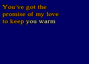 You've got the
promise of my love
to keep you warm