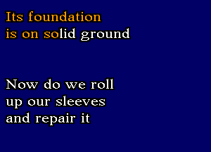 Its foundation
is on solid ground

Now do we roll
up our sleeves
and repair it