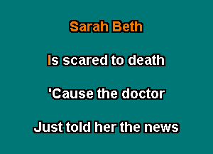 Sarah Beth
ls scared to death

'Cause the doctor

Just told her the news