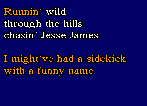 Runnin' wild
through the hills
chasin' Jesse James

I might've had a sidekick
With a funny name