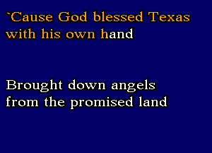 hCause God blessed Texas
with his own hand

Brought down angels
from the promised land