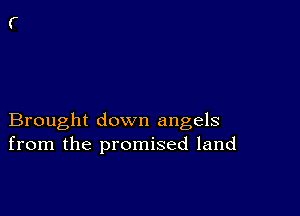 Brought down angels
from the promised land