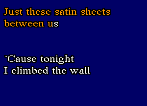 Just these satin sheets
between us

Cause tonight
I climbed the wall