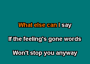 What else can I say

If the feeling's gone words

Won't stop you anyway