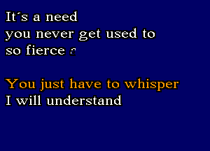 It's a need

you never get used to
so fierce P

You just have to whisper
I Will understand