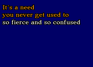 It's a need
you never get used to
so fierce and so confused