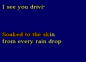 I see you drivi'

Soaked to the skin
from every rain drop