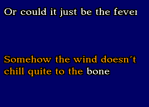 Or could it just be the fevel

Somehow the wind doesn't
chill quite to the bone