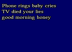 Phone rings baby cries
TV died your lies
good morning honey