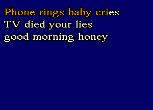 Phone rings baby cries
TV died your lies
good morning honey