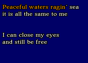 Peaceful waters ragin' sea
it is all the same to me

I can close my eyes
and still be free