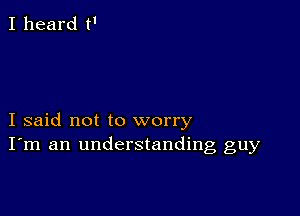 I heard t'

I said not to worry
I'm an understanding guy