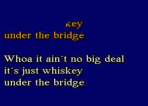 .(ey
under the bridge

XVhoa it ain't no big deal
ifs just whiskey
under the bridge