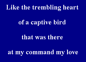 Like the trembling heart
of a captive bird
that was there

at my command my love