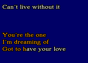 Can't live without it

You're the one
I'm dreaming of
Got to have your love