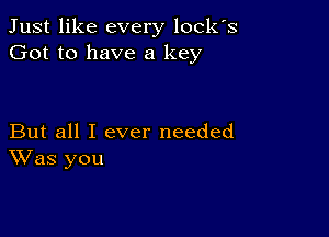 Just like every lockls
Got to have a key

But all I ever needed
Was you