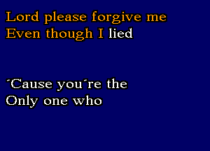 Lord please forgive me
Even though I lied

Cause you're the
Only one who