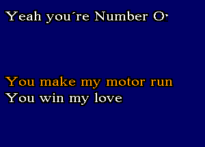 Yeah you're Number 0'

You make my motor run
You win my love