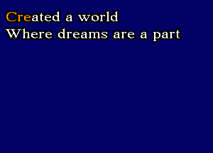 Created a world
XVhere dreams are a part