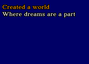 Created a world
XVhere dreams are a part