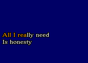 All I really need
Is honesty