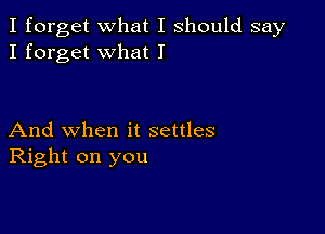 I forget what I should say
I forget what I

And when it settles
Right on you