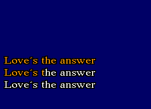 Love's the answer
Love's the answer
Love's the answer