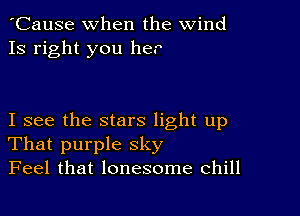 'Cause when the wind
13 right you he.

I see the stars light up
That purple sky
Feel that lonesome chill