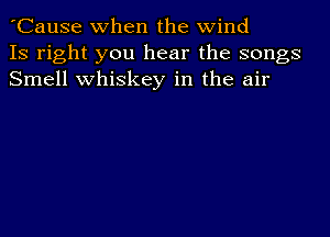 'Cause when the wind
IS right you hear the songs
Smell whiskey in the air