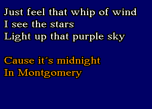 Just feel that whip of wind
I see the stars

Light up that purple Sky

Cause it's midnight
In IVIontgomery