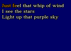 Just feel that whip of wind
I see the stars
Light up that purple Sky