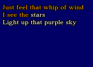 Just feel that whip of wind
I see the stars
Light up that purple Sky