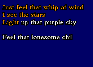 Just feel that whip of wind
I see the stars

Light up that purple Sky

Feel that lonesome chil