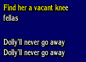 Find her a vacant knee
fellas

Dollyll never go away
Dollfll never go away