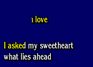 1 love

I asked my sweetheart
what lies ahead