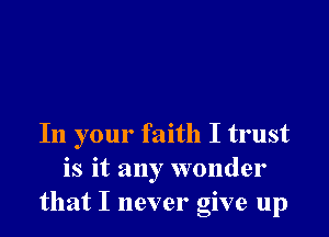 In your faith I trust
is it any wonder
that I never give up