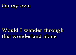 On my own

XVould I wander through
this wonderland alone