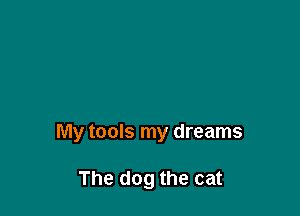 My pride the pool the boat

My tools my dreams

The dog the cat