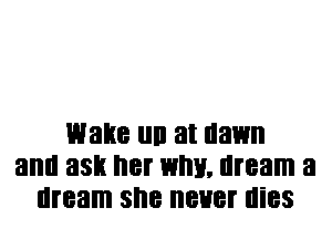 mane llll at dawn
and ask I'll WIN. dream a
dream SI'IB BUB! lliBS