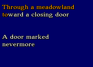 Through a meadowland
toward a closing door

A door marked
nevermore