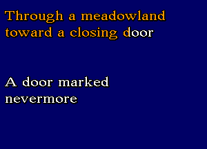 Through a meadowland
toward a closing door

A door marked
nevermore