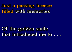 Just a passing breeze
filled with memories

Of the golden smile
that introduced me to . . .