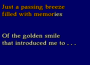 Just a passing breeze
filled with memories

Of the golden smile
that introduced me to . . .