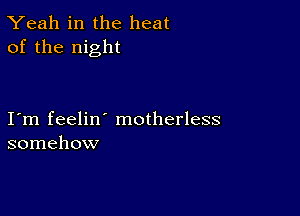 Yeah in the heat
of the night

I m feelin' motherless
somehow