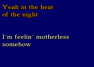 Yeah in the heat
of the night

I m feelin' motherless
somehow